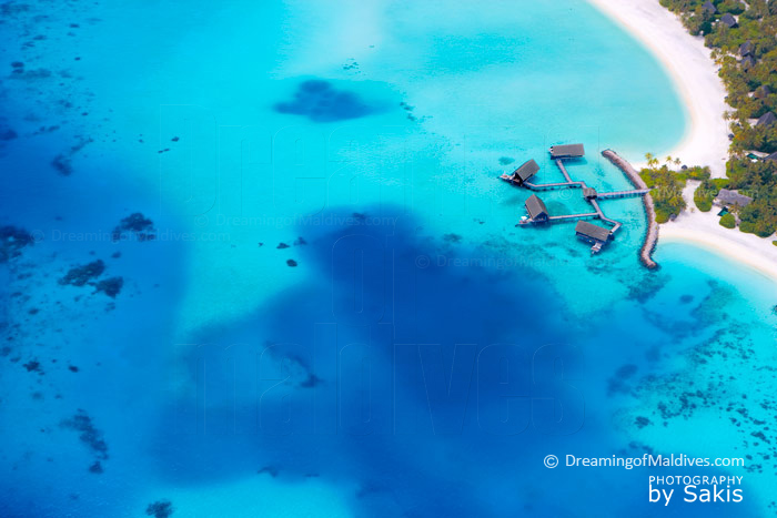 Water Villas One and Only Reethi Rah Maldives. Photo aerienne Water Villas One and Only Reethi Rah Maldives. Photo aerienne