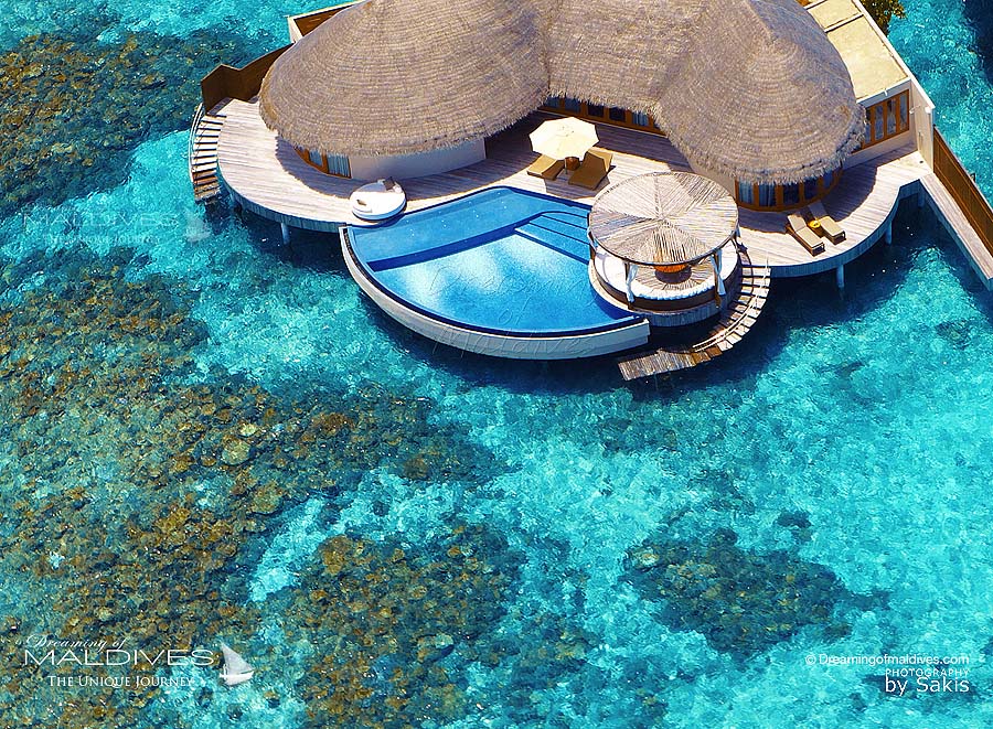 Hôtel W Maldives Vue Aérienne sur la Terrasse de la Suite Pilotis Extreme WOW Ocean Haven