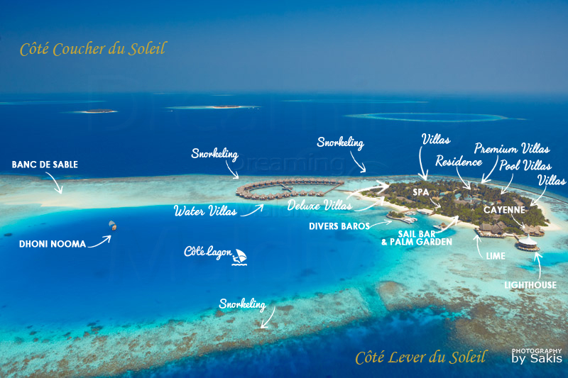 Baros Maldives Carte Aérienne de l'Hôtel Plan