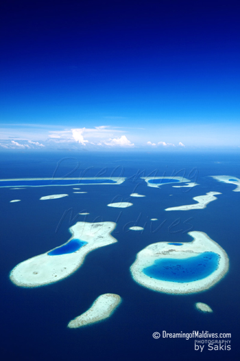 La vue magnifique sur les Iles à l’arrivée sur les Maldives