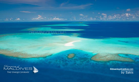 banc de sable maldives vue aérienne