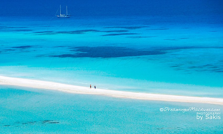 banc de sable maldives vue aérienne