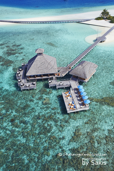 Huvafen Fushi Maldives Photo aerienne - Les Restaurants sur Pilotis SALT et RAW