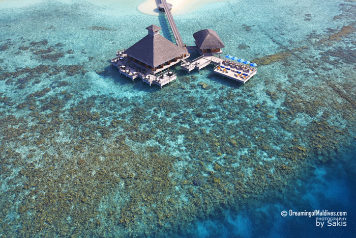 Huvafen Fushi Maldives Photo aerienne - Les Restaurants sur Pilotis SALT et RAW