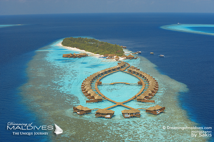 Lily Beach Maldives meilleur Hotel pour le Snorkeling . Vue Aérienne