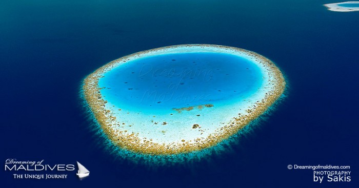 Photo aérienne des Iles Maldives.