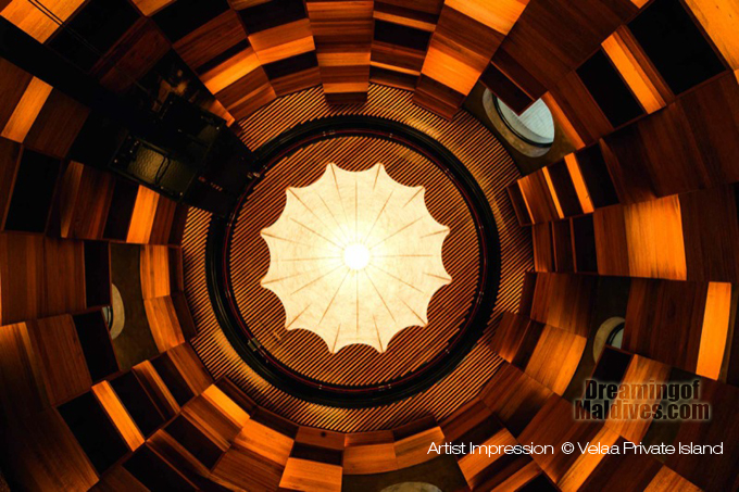 TAVARU, la cave à vin vue du haut de la tour