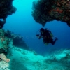 diving in north male atoll cave of a thila