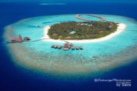 An aerial View of the splendid Anantara Kihavah Villas Maldives
