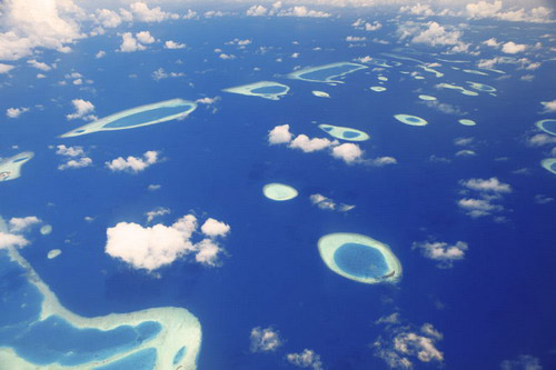 Aerial photography Maldives- Tiny reef rings and islands