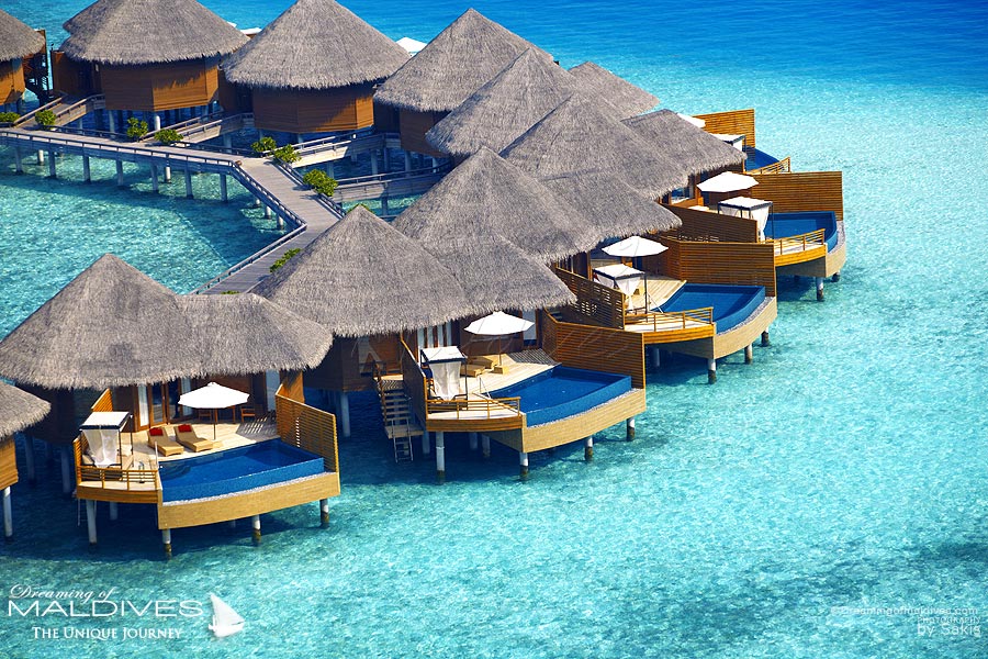 Baros Maldives Water Pool Villa Aerial View