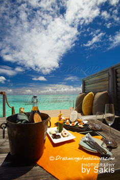 Gili Lankanfushi Maldives - In Villa Dining on the Deck