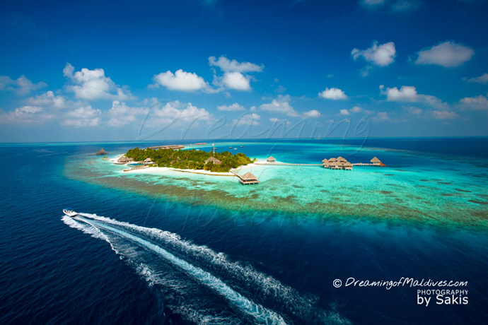 Aerial photo of Huvafen Fushi Maldives