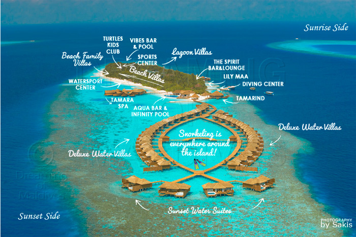 Lily Beach Maldives Resort Aerial Map