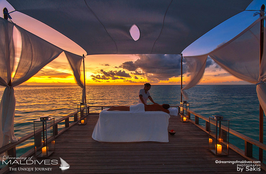 Massage at sunset at Baros Maldives