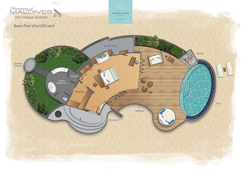 Milaidhoo Beach Pool Villas. Plan de la villa
