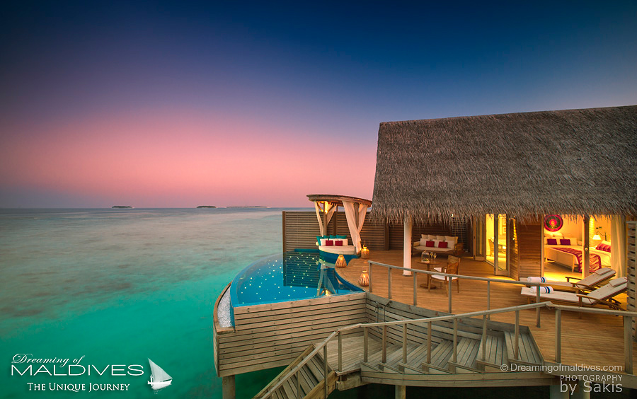 Milaidhoo Water Pool Villas at Sunset