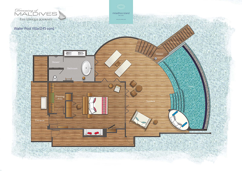 Milaidhoo Plan de la Villa pilotis villa