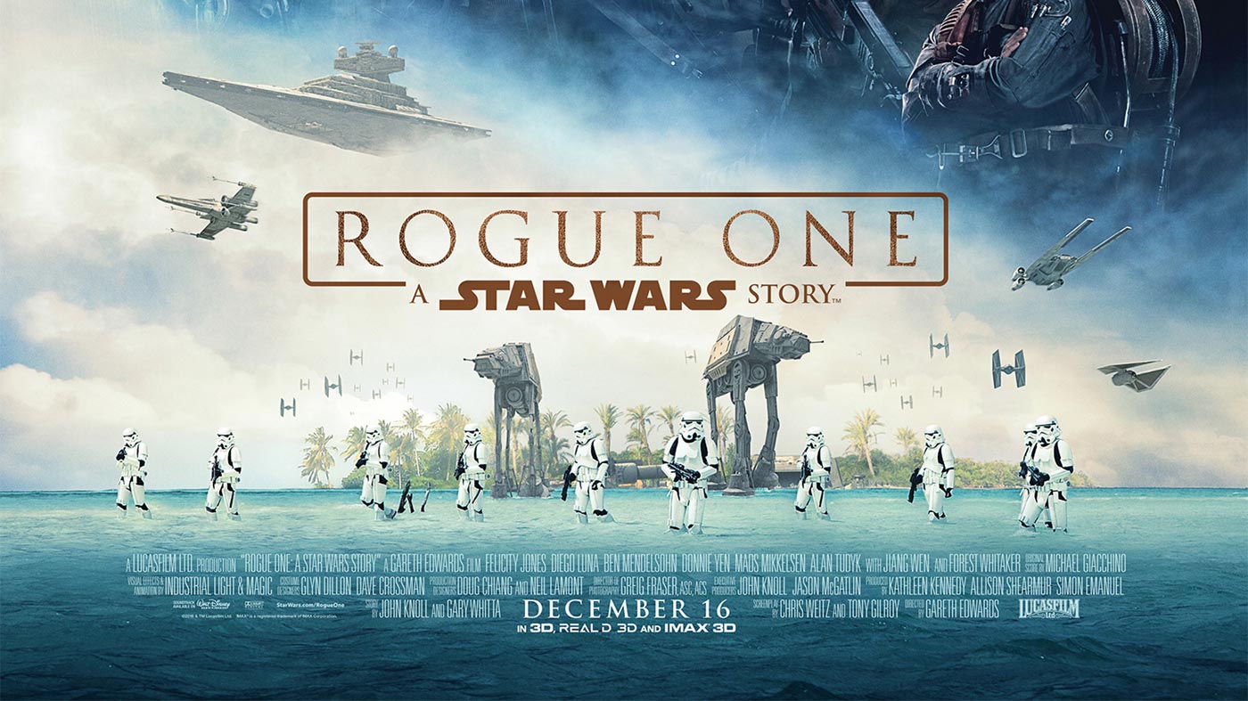 Star Wars Rogue One Official Poster Detail. Down Planet Scarif filmed in Maldives, Laamu Atoll.