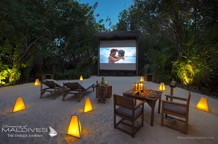 Activities at Gili Lankanfushi Maldives. Watch a movie under the stars in the Island Jungle Cinema
