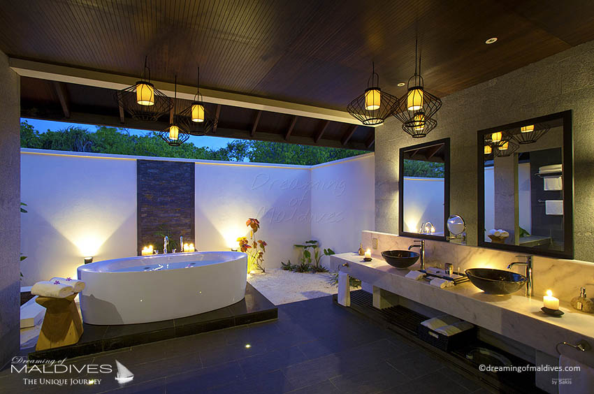 Atmosphere Kanifushi Maldives resort Sunset Junior Suite Bathroom