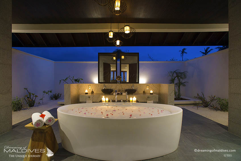 Atmosphere Kanifushi Maldives resort Sunset Pool Villa Bathroom