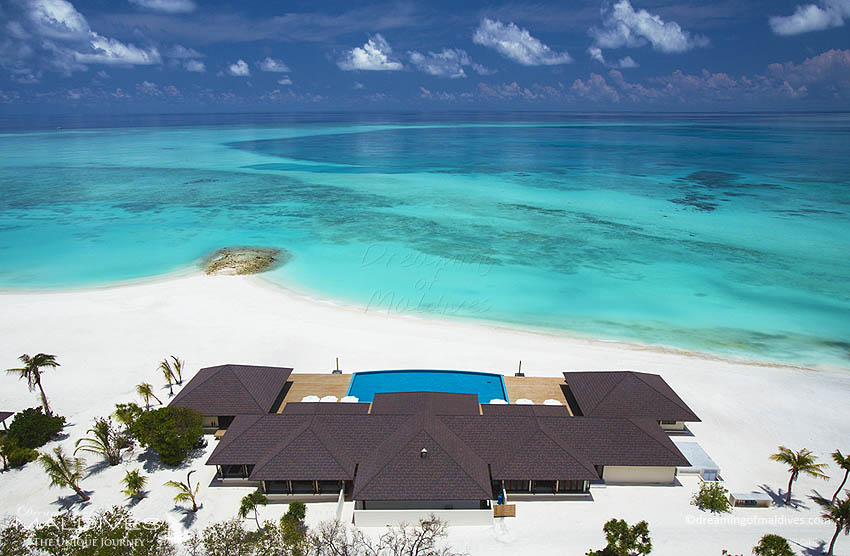 Atmosphere Kanifushi Maldives resort LIQUID Main Bar Aerial View