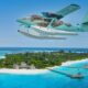 le premier transfert sur l'hydravion the Flying Turtle arrive au Six Senses Laamu