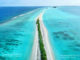 Vue aérienne sur le banc de sable de Dhigurah maldives
