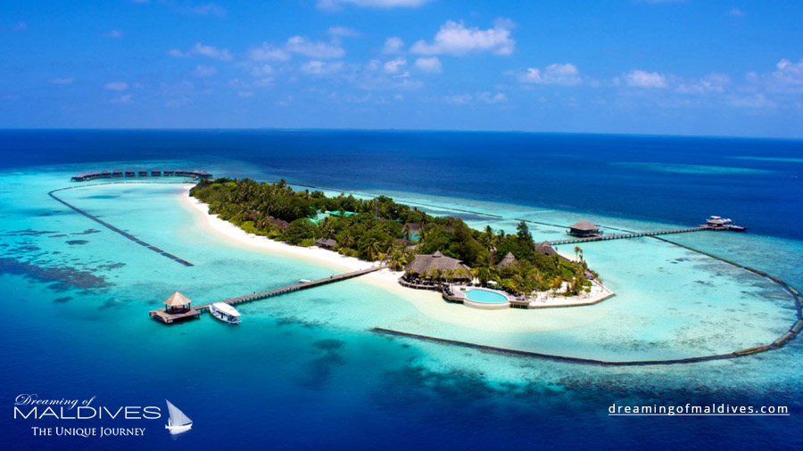 photo aérienne hôtels des îles Maldives