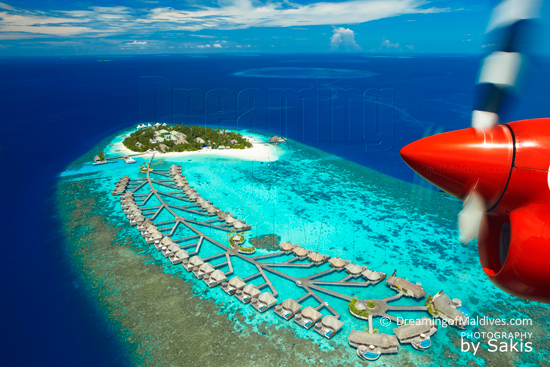 W Retreat and Spa Maldives - Arrivée en hydravion...Vue Aérienne de l'Ile W Retreat and Spa Maldives - Arrivée en hydravion...Vue Aérienne de l'Ile