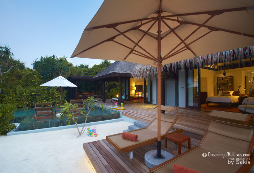 Anantara Kihavah Maldives Ideale pour les familles, une des Family Beach Pool Villas