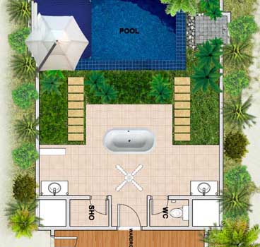 Huvafen Fushi Beach Bungalows avec piscine Plan de la villa