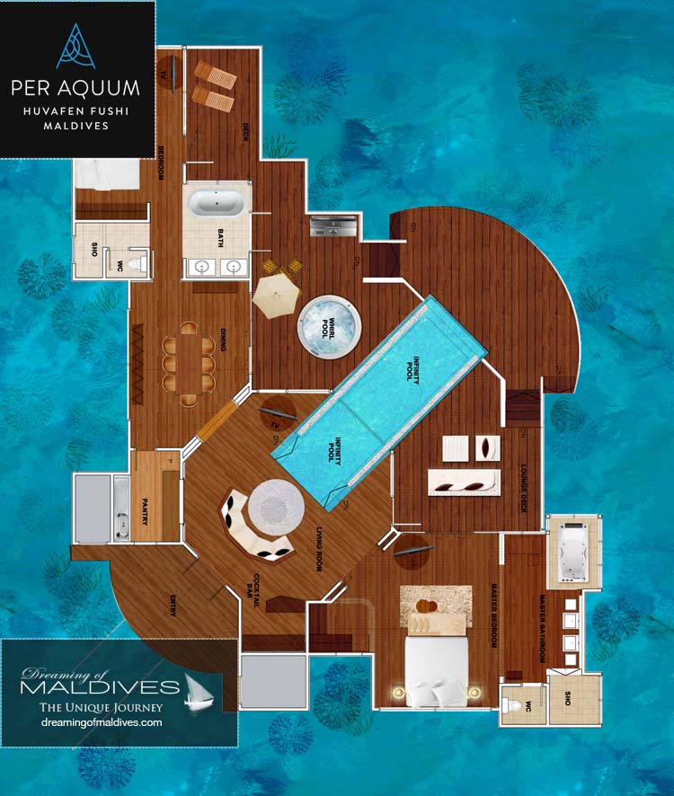 Huvafen Fushi Ocean Pavilion à 2 chambres avec piscine Plan de la villa
