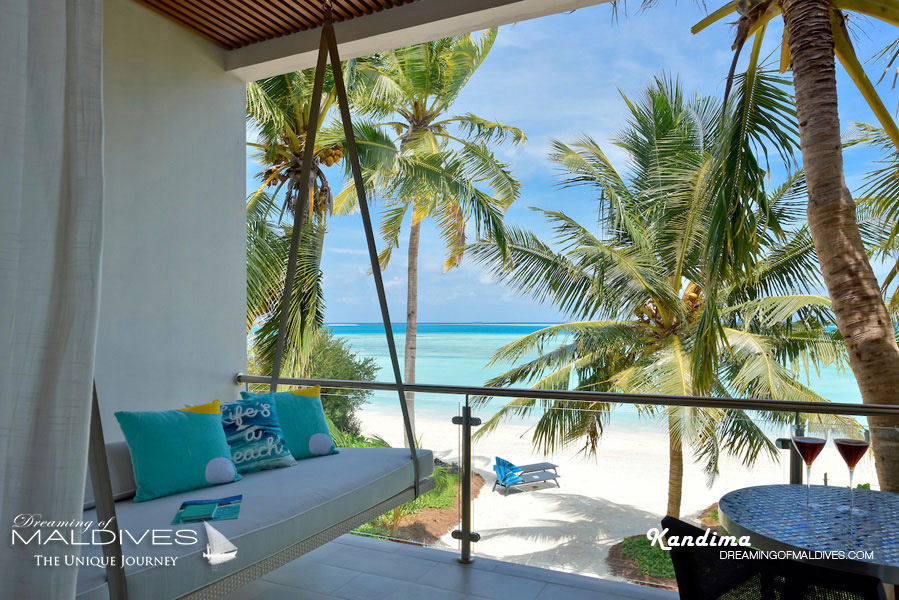 Kandima Maldives Vue depuis le balcon d'un Sky Studio 