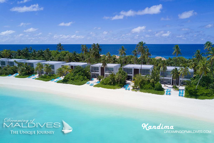 Kandima Maldives Studios sur Plage Beach & Sky Studios. Vue Aérienne