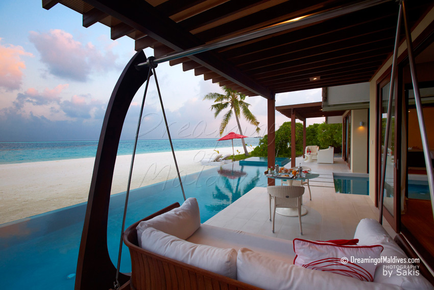 Niyama Maldives La terrasse des Villas sur Plage. Beach Pavilion