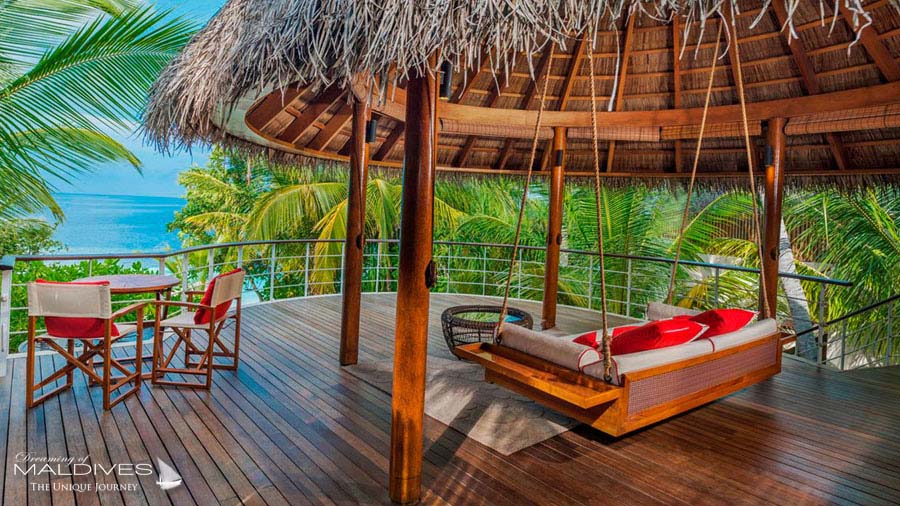 Hôtel W Maldives Terrasse d'une villa sur plage Wonderful Beach Oasis