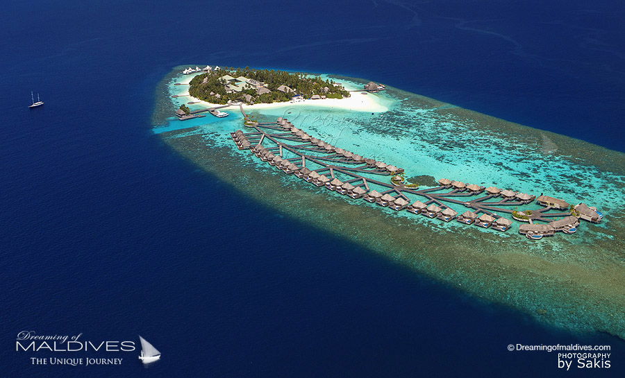 Hôtel W Maldives Vue Aérienne de l'Ile et d'ESCAPE