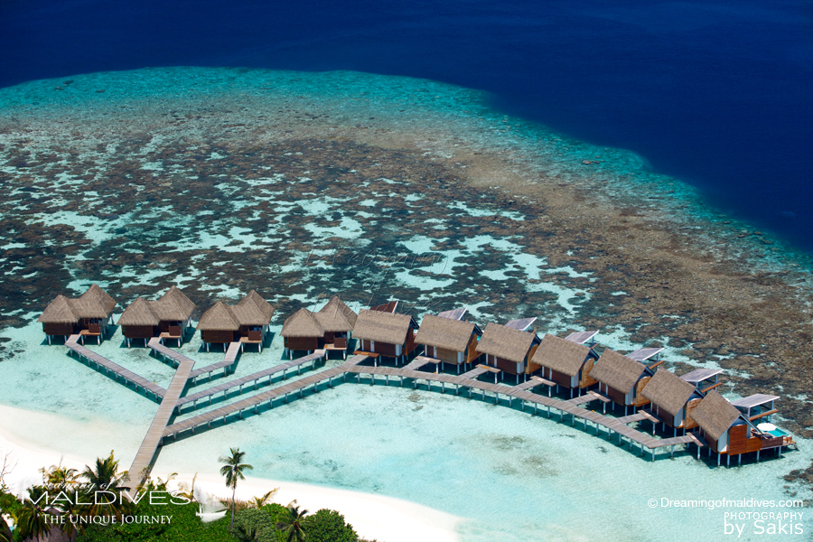 Kandolhu Maldives Vue Aérienne sur les Villas Pilotis