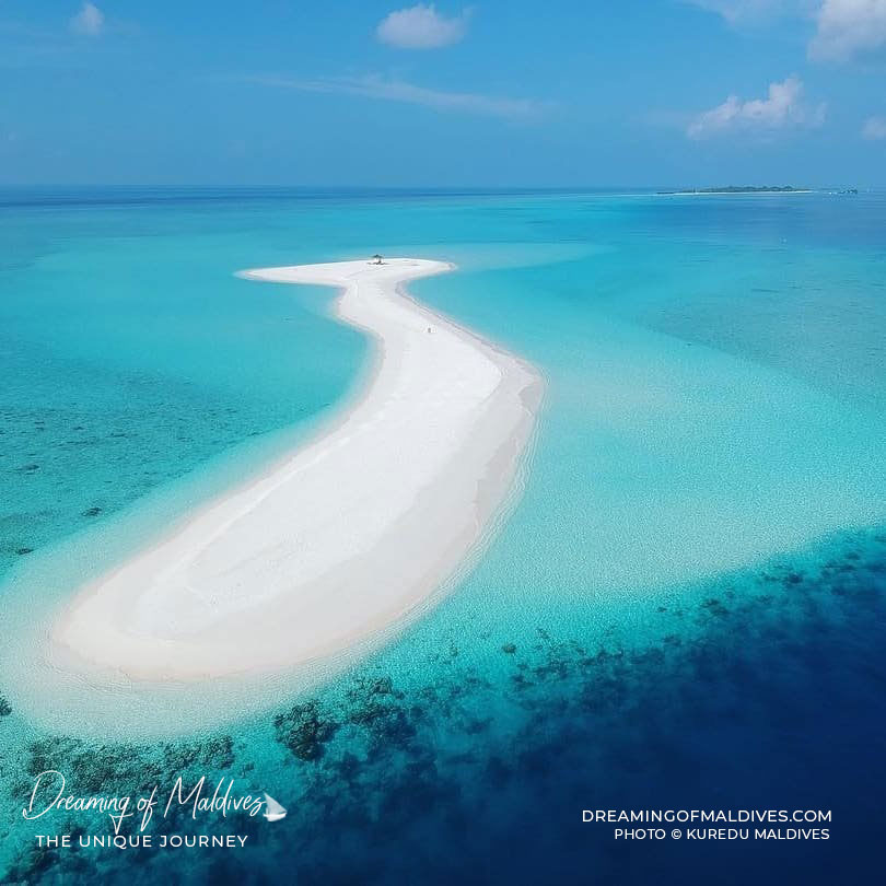 Vue aérienne des Maldives - Banc de sable Kuredu