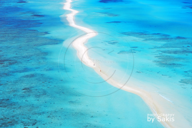 Photo aérienne des Maldives banc de sable de Kuredu