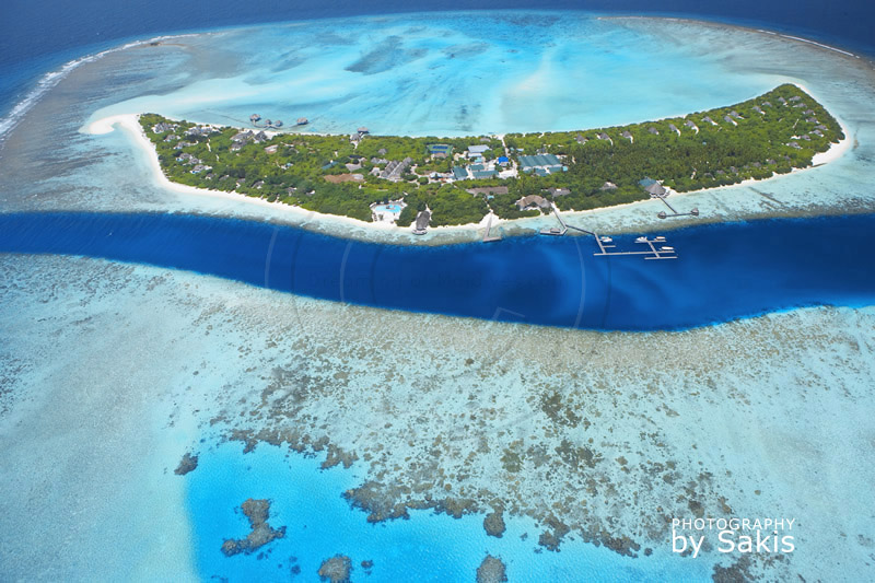 Photo aérienne des Maldives Vue sur l'Ile Hotel de Island Hideaway