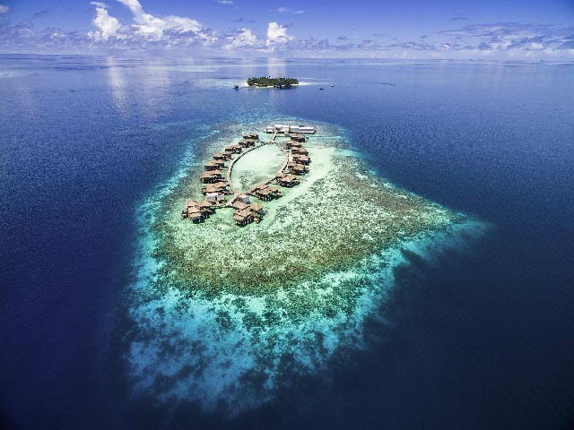 emplacement hôtel Raffles Meradhoo Gaafu Atoll