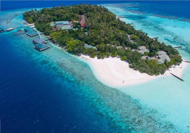 emplacement hôtel Embudu Maldives Atoll sud de Malé