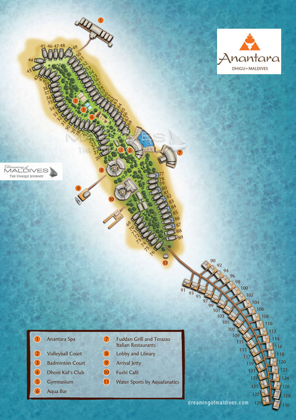 Plan de l'Hôtel Anantara Dhigu Maldives