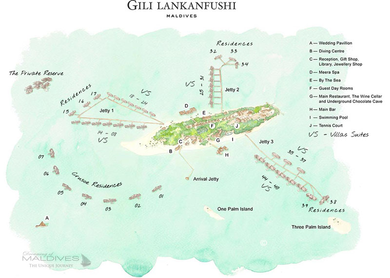 Gili Lankanfushi Maldives Plan de l'Hôtel