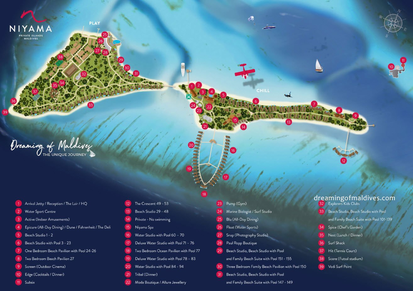 Plan de l'Hôtel Niyama Maldives