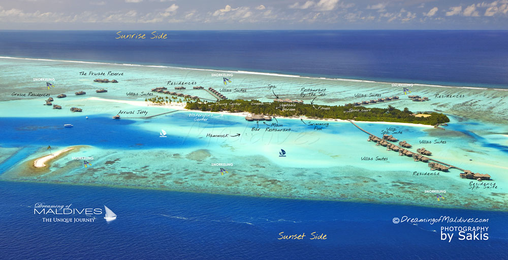 Gili Lankanfushi Maldives Carte Aérienne de l'Hôtel Plan
