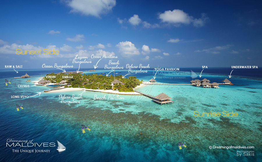 Huvafen Fushi Carte Aérienne de l'Hôtel Plan